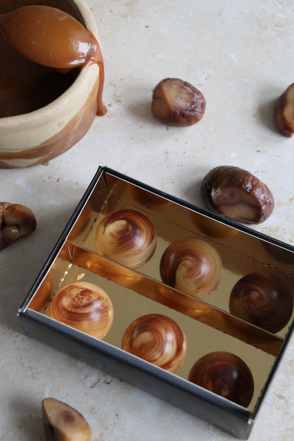 Cocotheo Handmade Chestnut & Brown Butter Caramels, Tray of 6
